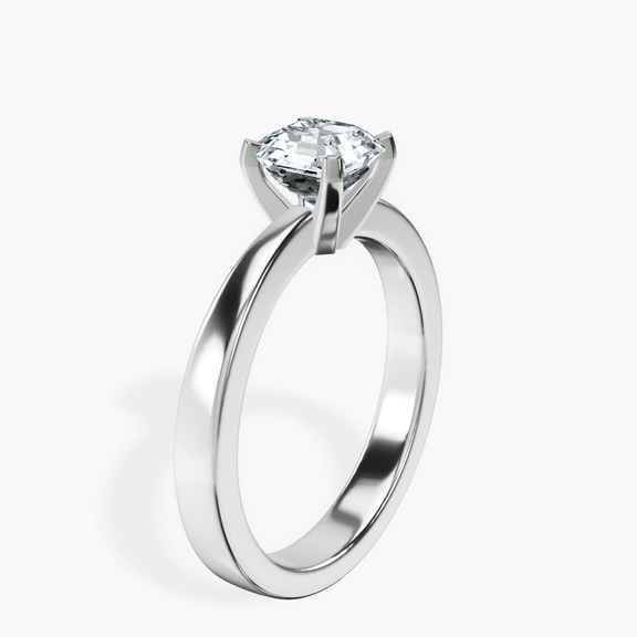 18kt White Gold Jannel Tapering Solitaire Lab Diamond Ring standing product image one