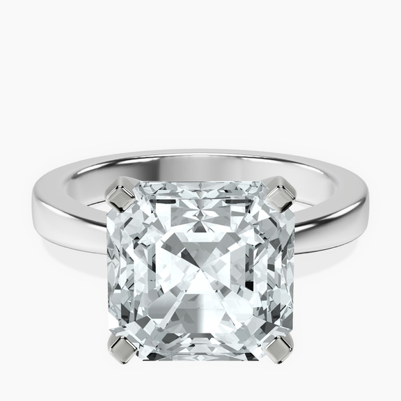 18kt White Gold Jannel Tapering Solitaire Lab Diamond Ring front image