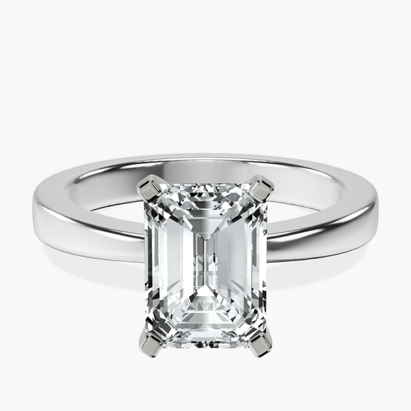 14kt White Gold Jannel Tapering Solitaire Lab Diamond Ring front image