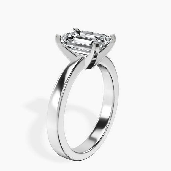 14kt White Gold Jannel Tapering Solitaire Lab Diamond Ring standing product image one