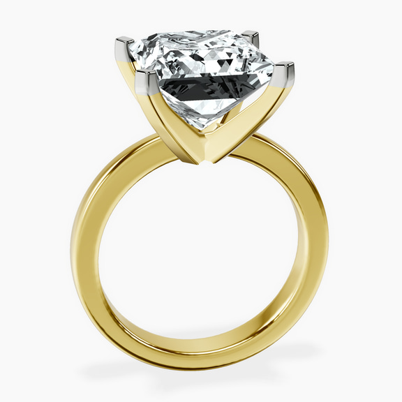 18kt Yellow Gold Jannel Tapering Solitaire Lab Diamond Ring side right image one