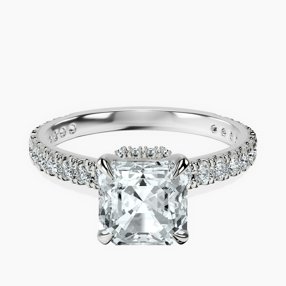 Platinum Chrissy Teigen Secret Halo Lab Diamond Ring front image