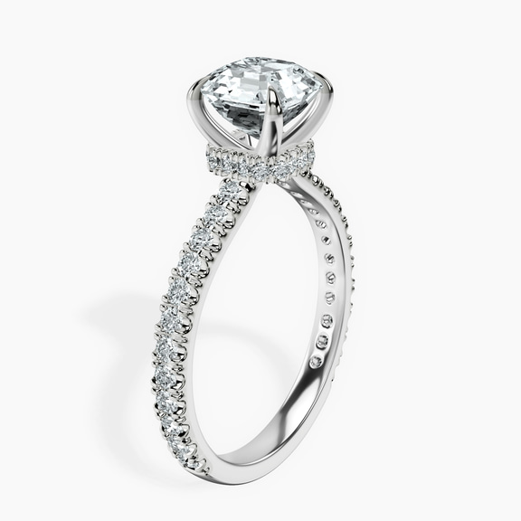 Platinum Chrissy Teigen Secret Halo Lab Diamond Ring standing product image one