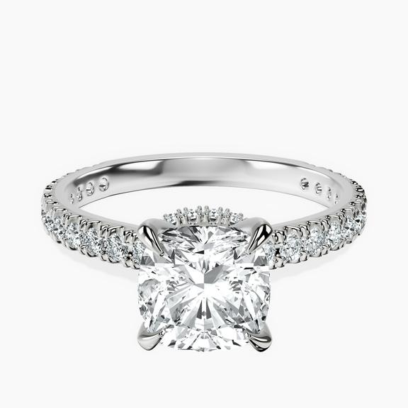 Platinum Chrissy Teigen Secret Halo Lab Diamond Ring front image