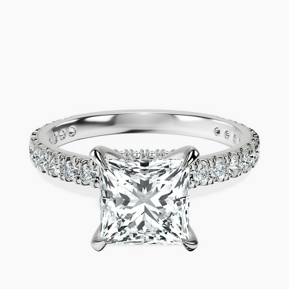 Platinum Chrissy Teigen Secret Halo Lab Diamond Ring front image