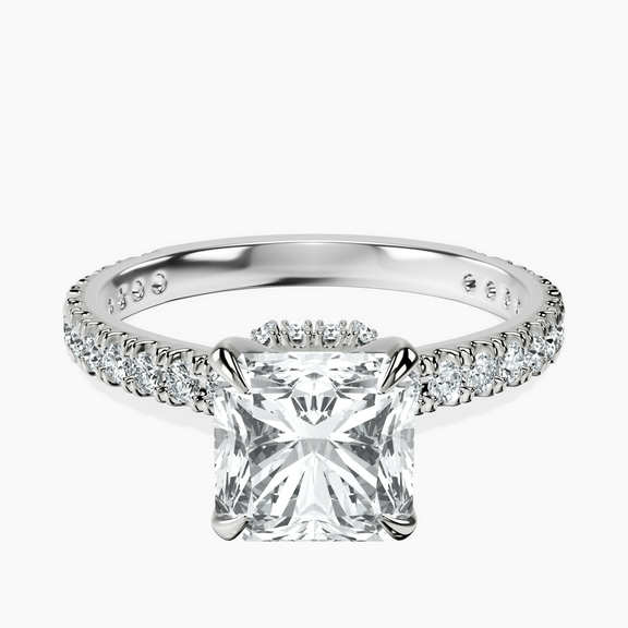 Platinum Chrissy Teigen Secret Halo Lab Diamond Ring front image