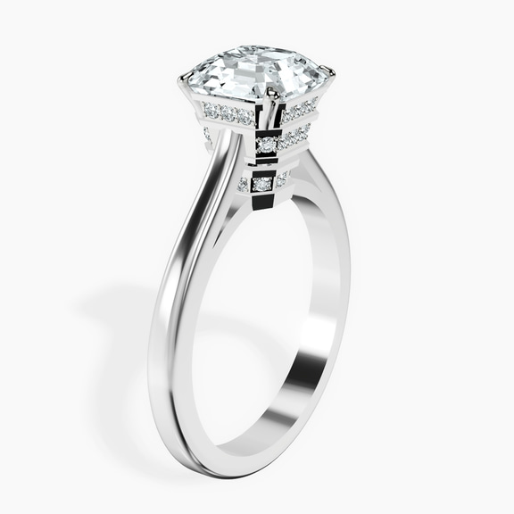 18ct White Gold Siran Secret Halo Lab Diamond Ring standing product image one