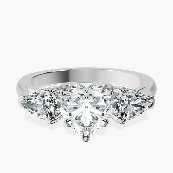 14ct White Gold Della Three stone Side Pear Lab Diamond Ring front image