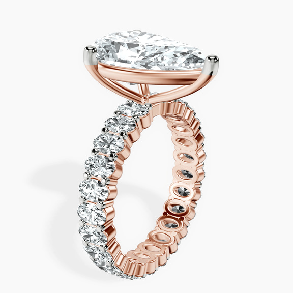 18kt Rose Gold Celeste Side Oval Lab Diamond Eternity Ring standing product image one