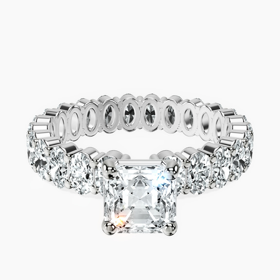 14kt White Gold Celeste Side Oval Lab Diamond Eternity Ring front image