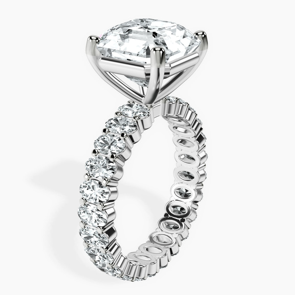 14kt White Gold Celeste Side Oval Lab Diamond Eternity Ring standing product image one