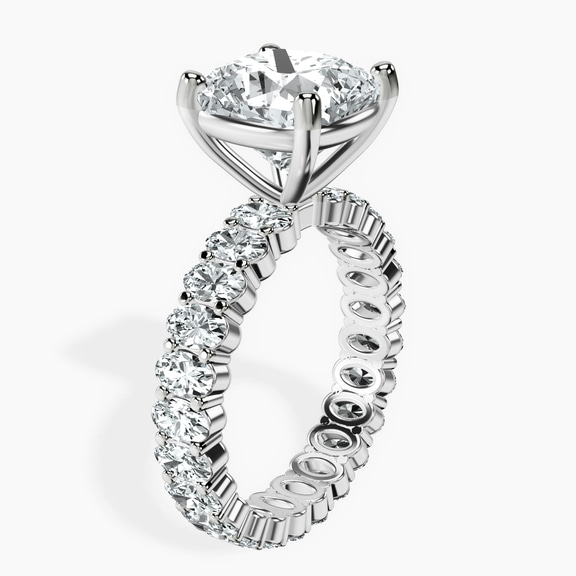 14kt White Gold Celeste Side Oval Lab Diamond Eternity Ring standing product image one