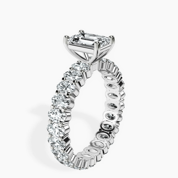 10kt White Gold Celeste Side Oval Lab Diamond Eternity Ring standing product image one
