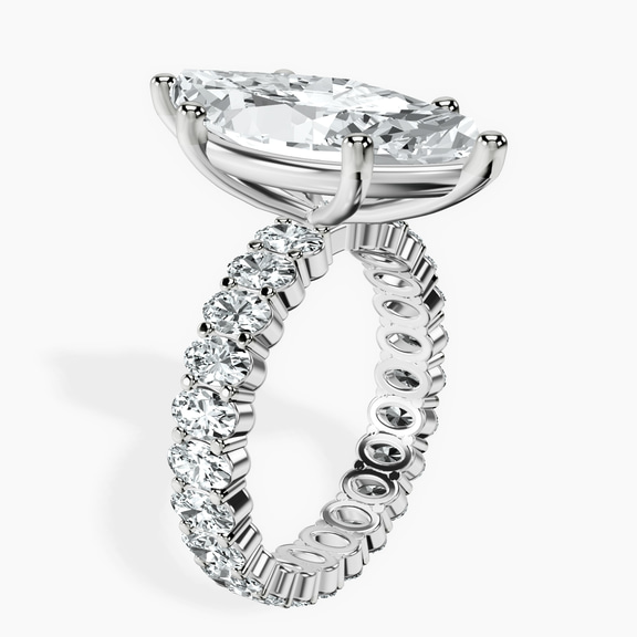 10kt White Gold Celeste Side Oval Lab Diamond Eternity Ring standing product image one