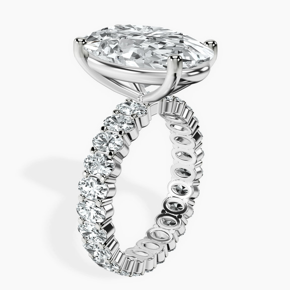 14kt White Gold Celeste Side Oval Lab Diamond Eternity Ring standing product image one