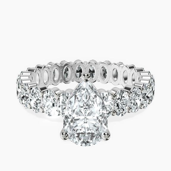 14kt White Gold Celeste Side Oval Lab Diamond Eternity Ring front image