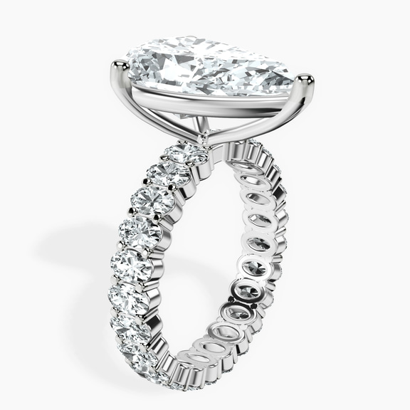14kt White Gold Celeste Side Oval Lab Diamond Eternity Ring standing product image one
