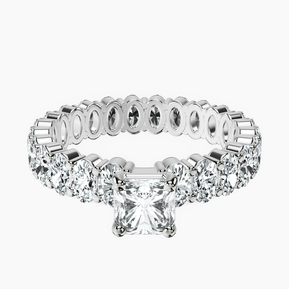 14kt White Gold Celeste Side Oval Lab Diamond Eternity Ring front image