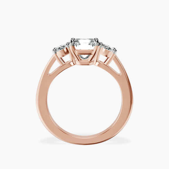 18kt Rose Gold Georgina Rodriguez Three Stone Side Oval Lab Diamond Ring side right image one