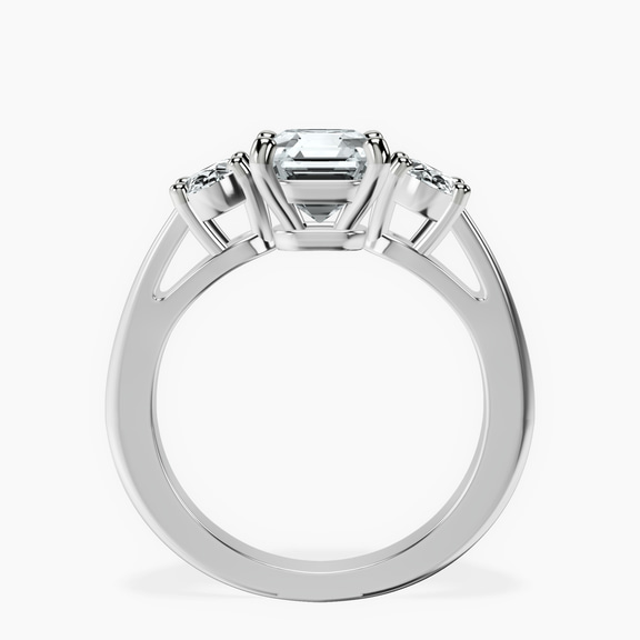 Platinum Georgina Rodriguez Three Stone Side Oval Lab Diamond Ring side right image one