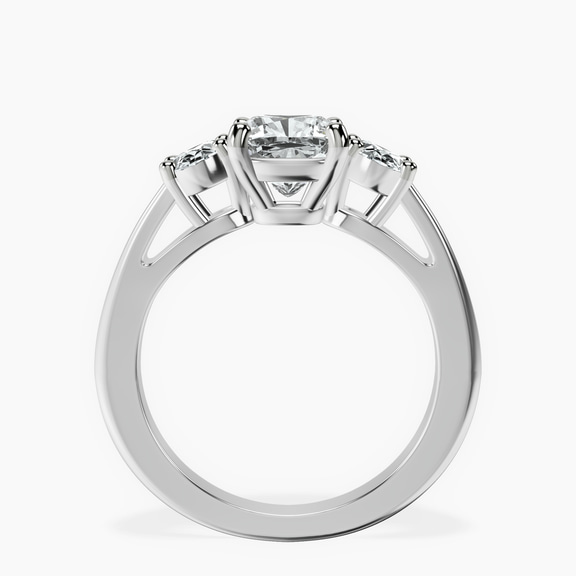 Platinum Georgina Rodriguez Three Stone Side Oval Lab Diamond Ring side right image one