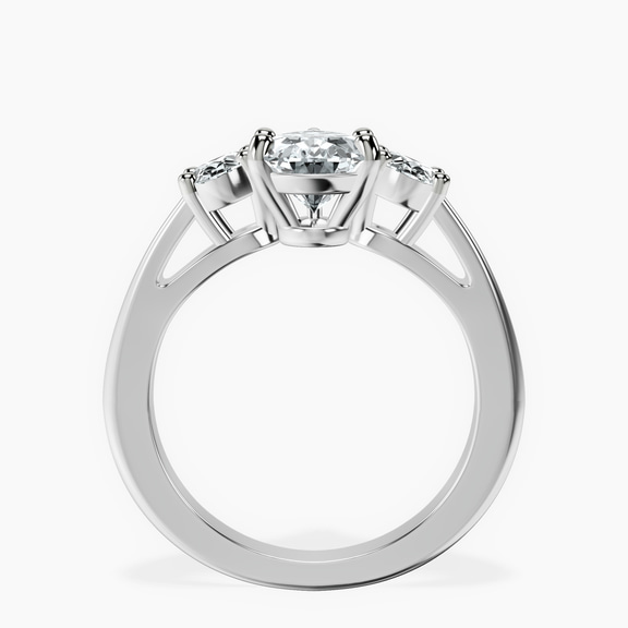 Platinum Georgina Rodriguez Three Stone Side Oval Lab Diamond Ring side right image one