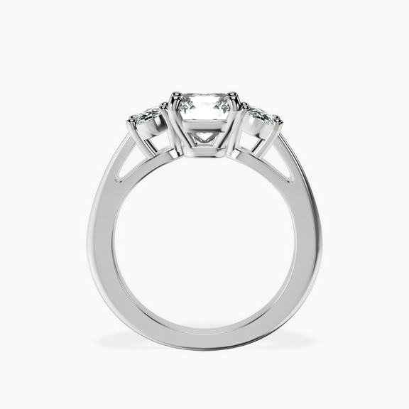 Platinum Georgina Rodriguez Three Stone Side Oval Lab Diamond Ring side right image one