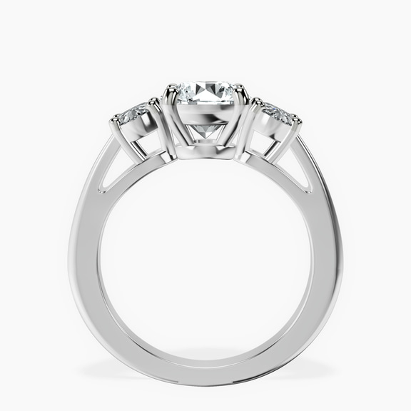 Platinum Georgina Rodriguez Three Stone Side Oval Lab Diamond Ring side right image one