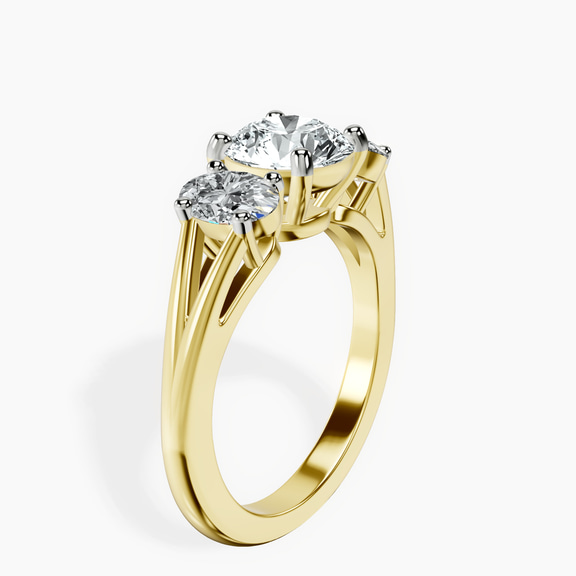 14kt Yellow Gold Georgina Rodriguez Three Stone Side Oval Lab Diamond Ring standing product image one