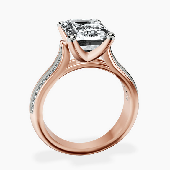 14kt Rose Gold Sandra Side Stone Lab Diamond Ring side right image one