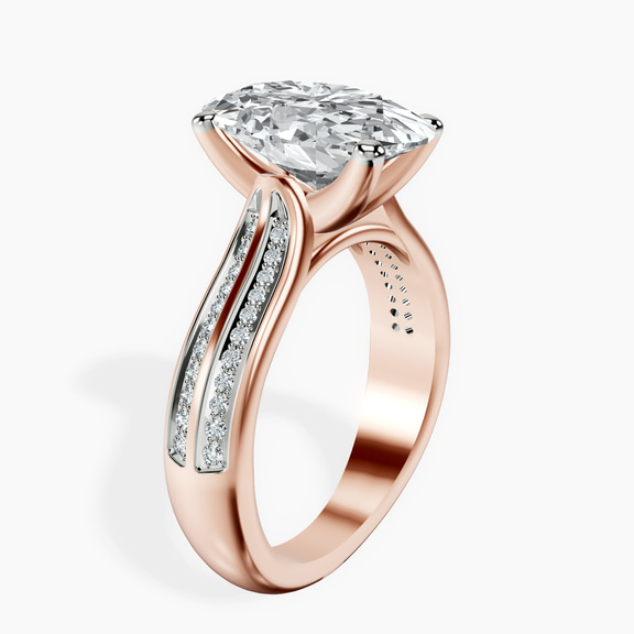 14kt Rose Gold Sandra Side Stone Lab Diamond Ring standing product image one