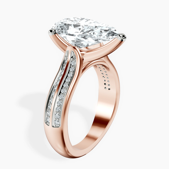 14kt Rose Gold Sandra Side Stone Lab Diamond Ring standing product image one