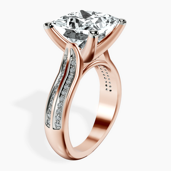 14kt Rose Gold Sandra Side Stone Lab Diamond Ring standing product image one