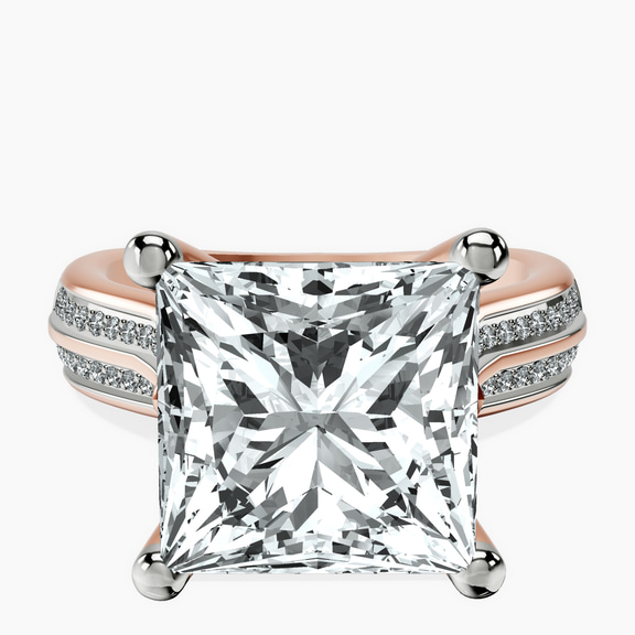 10kt Rose Gold Sandra Side Stone Lab Diamond Ring front image
