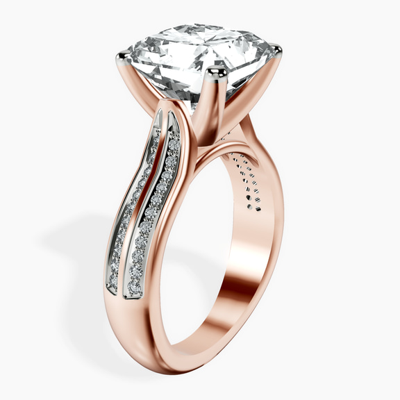 14kt Rose Gold Sandra Side Stone Lab Diamond Ring standing product image one