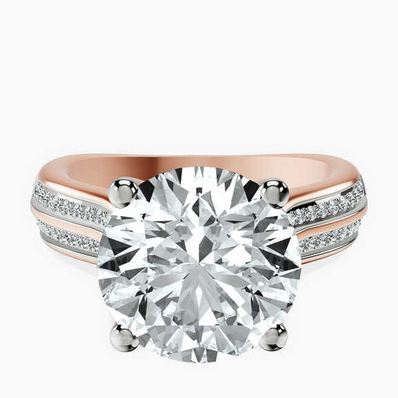 14kt Rose Gold Sandra Side Stone Lab Diamond Ring front image
