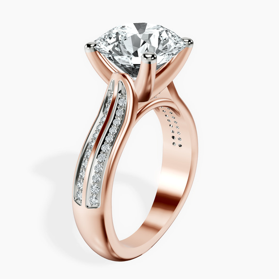 14kt Rose Gold Sandra Side Stone Lab Diamond Ring standing product image one