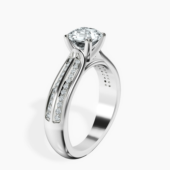 14kt White Gold Sandra Side Stone Lab Diamond Ring standing product image one