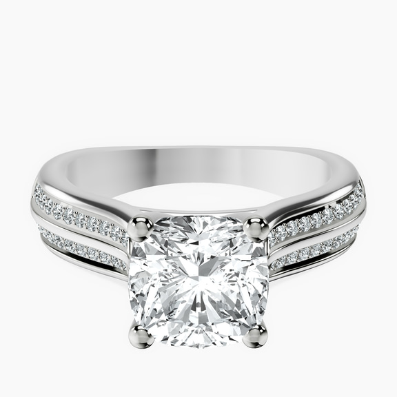 10kt White Gold Sandra Side Stone Lab Diamond Ring front image
