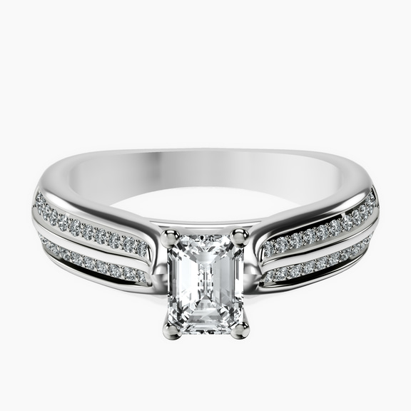 14kt White Gold Sandra Side Stone Lab Diamond Ring front image