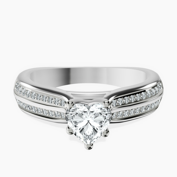 10kt White Gold Sandra Side Stone Lab Diamond Ring front image