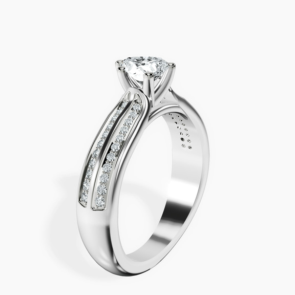 10kt White Gold Sandra Side Stone Lab Diamond Ring standing product image one