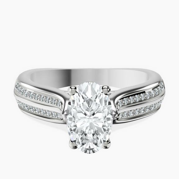 14kt White Gold Sandra Side Stone Lab Diamond Ring front image