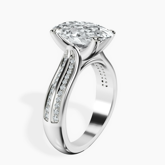 10kt White Gold Sandra Side Stone Lab Diamond Ring standing product image one