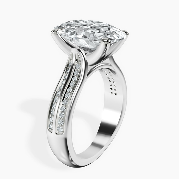 18kt White Gold Sandra Side Stone Lab Diamond Ring standing product image one