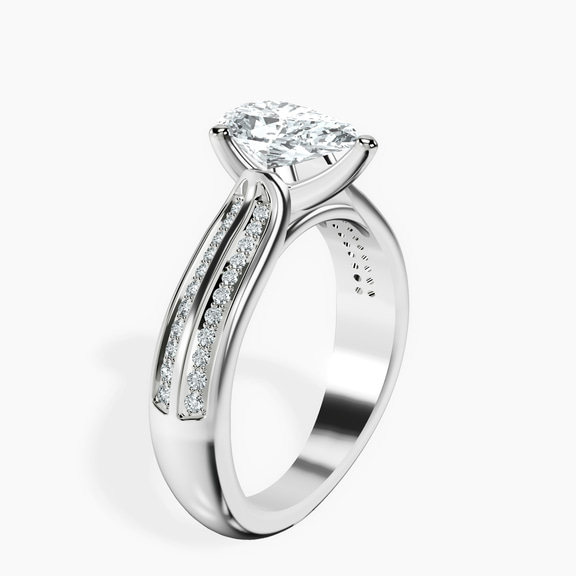 14kt White Gold Sandra Side Stone Lab Diamond Ring standing product image one