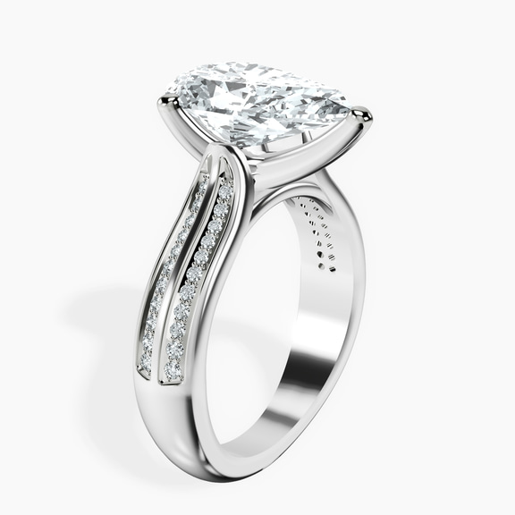 10kt White Gold Sandra Side Stone Lab Diamond Ring standing product image one