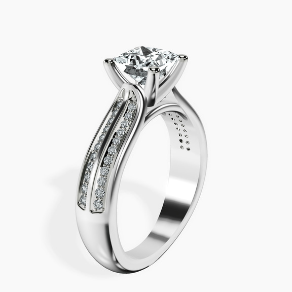 10kt White Gold Sandra Side Stone Lab Diamond Ring standing product image one