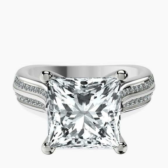10kt White Gold Sandra Side Stone Lab Diamond Ring front image