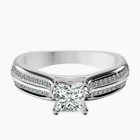 10kt White Gold Sandra Side Stone Lab Diamond Ring front image